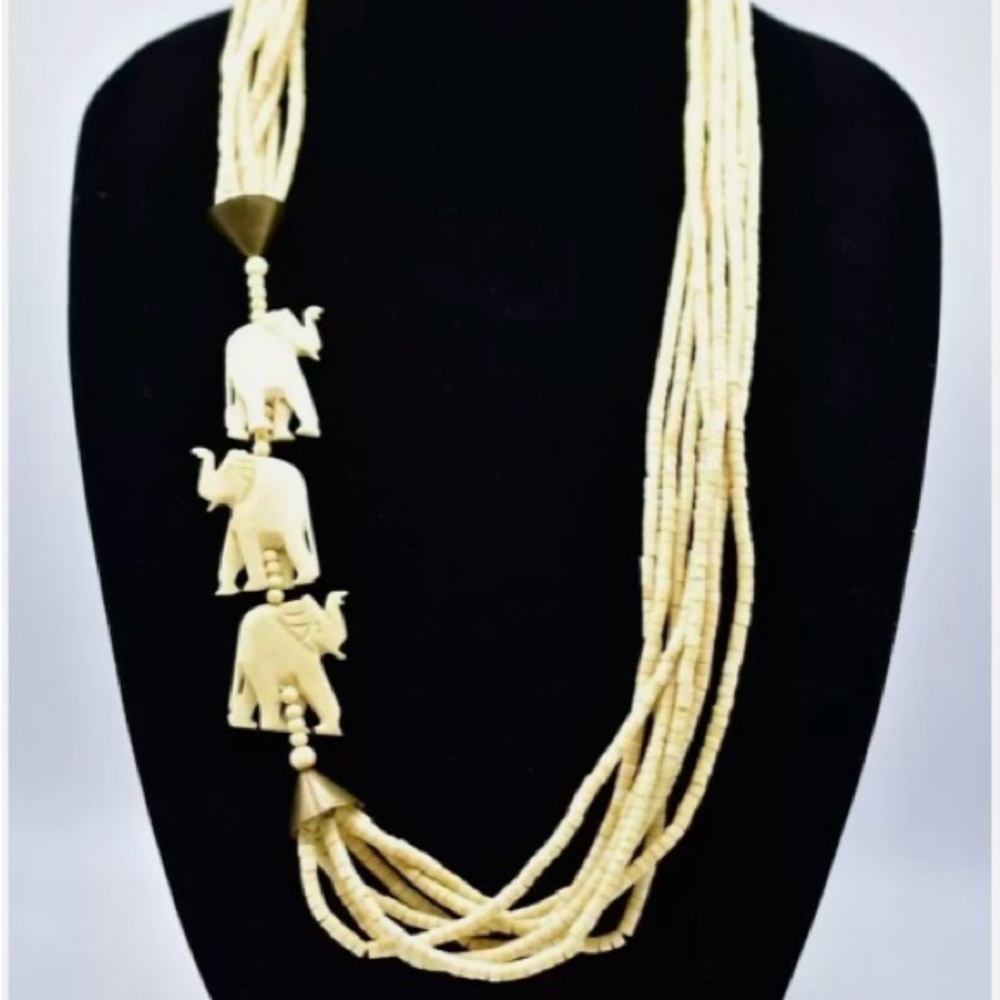 Elegant Cream Elephant Necklace